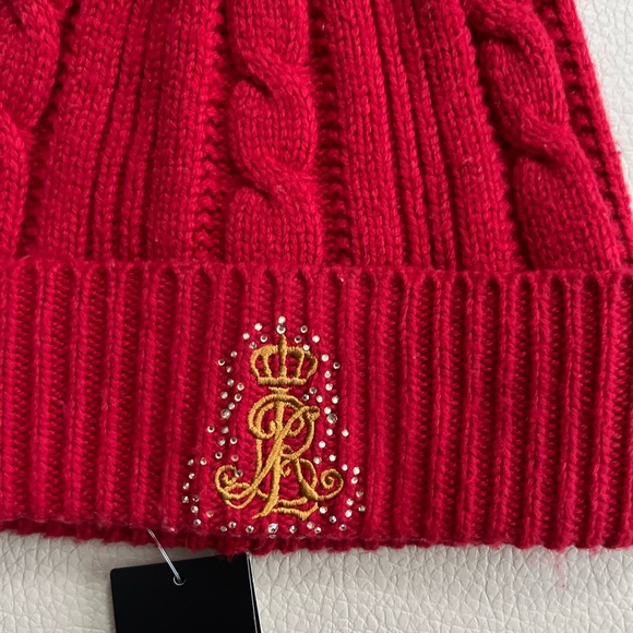NWT - Polo Ralph Lauren Wool Blended Crown Logo Pom Pom Beanie - Picture 2 of 5